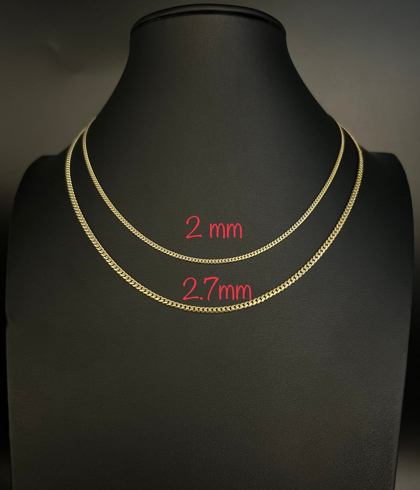 10k Real SOLID Gold Miami Cuban Link Chain Necklace 2mm - 7mm, Real 10K Yellow Gold,Man Gold Chain,Ladies Gold Chain, Heavy 10k Gold Chain