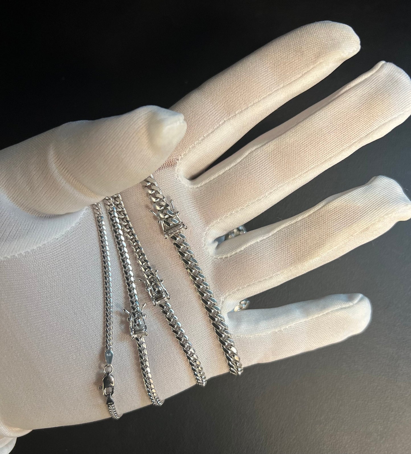 10k Real SOLID WHITE Gold Miami Cuban Link Chain Necklace, 10K 2.6MM-5MM WHITE Gold, Man Gold Chain, Ladies Gold Chain, Heavy 10k Gold Chain
