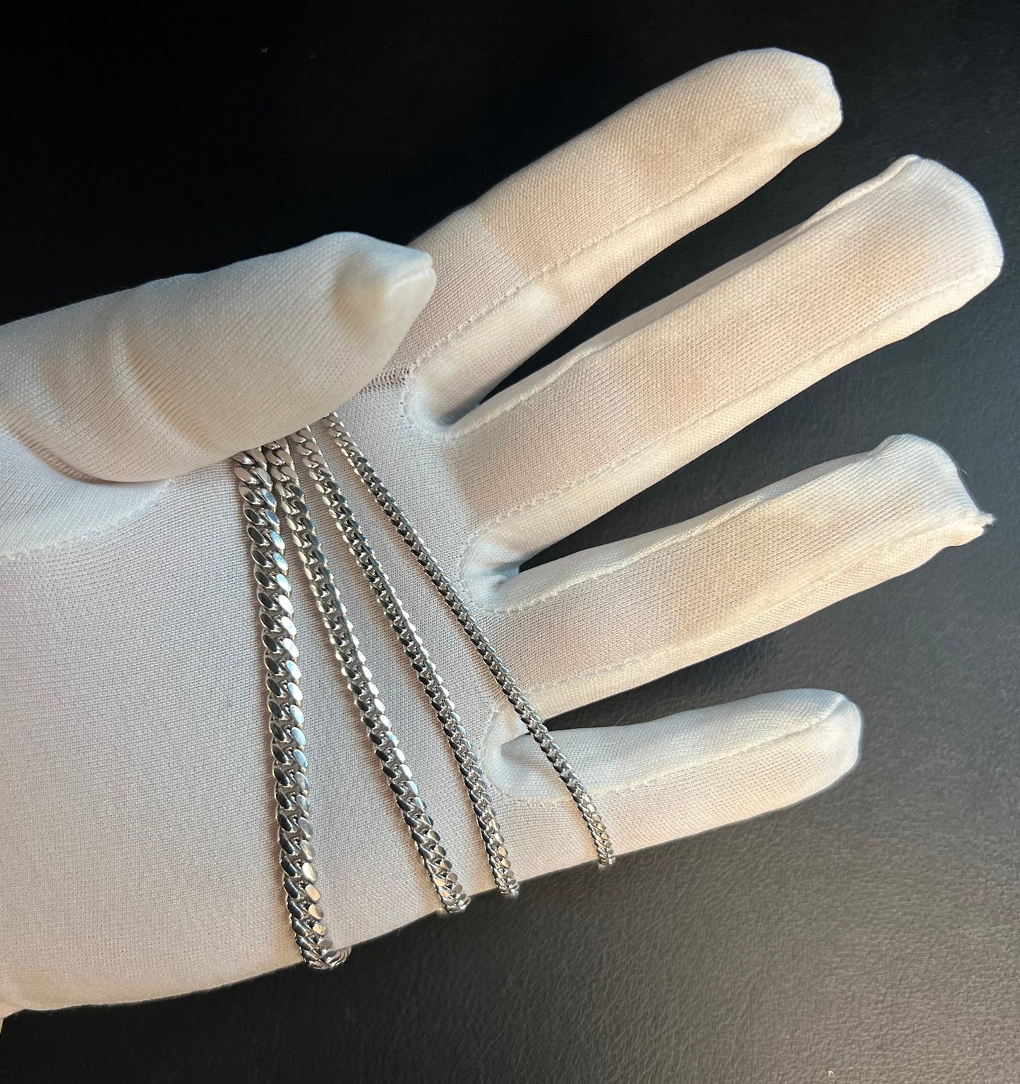 10k Real SOLID WHITE Gold Miami Cuban Link Chain Necklace, 10K 2.6MM-5MM WHITE Gold, Man Gold Chain, Ladies Gold Chain, Heavy 10k Gold Chain