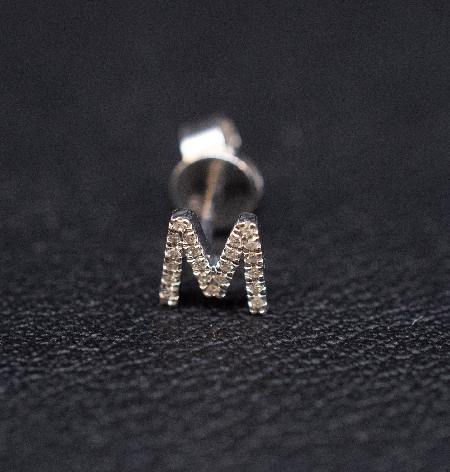 14K Gold Initial Diamond Earring , 14K Solid Gold Initial Real Diamond Earring ,White and Yellow Gold Diamond Women Earring