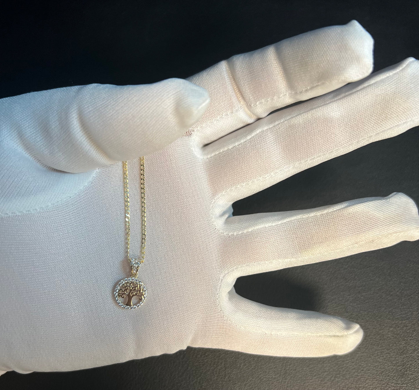 14k Real Gold Tree of Life Necklace,14K Real SOLID Gold Tree of Life Charm, 14k Gold 1.5mm Cuban Curb Chain Necklace,14k Solid Gold Pendant