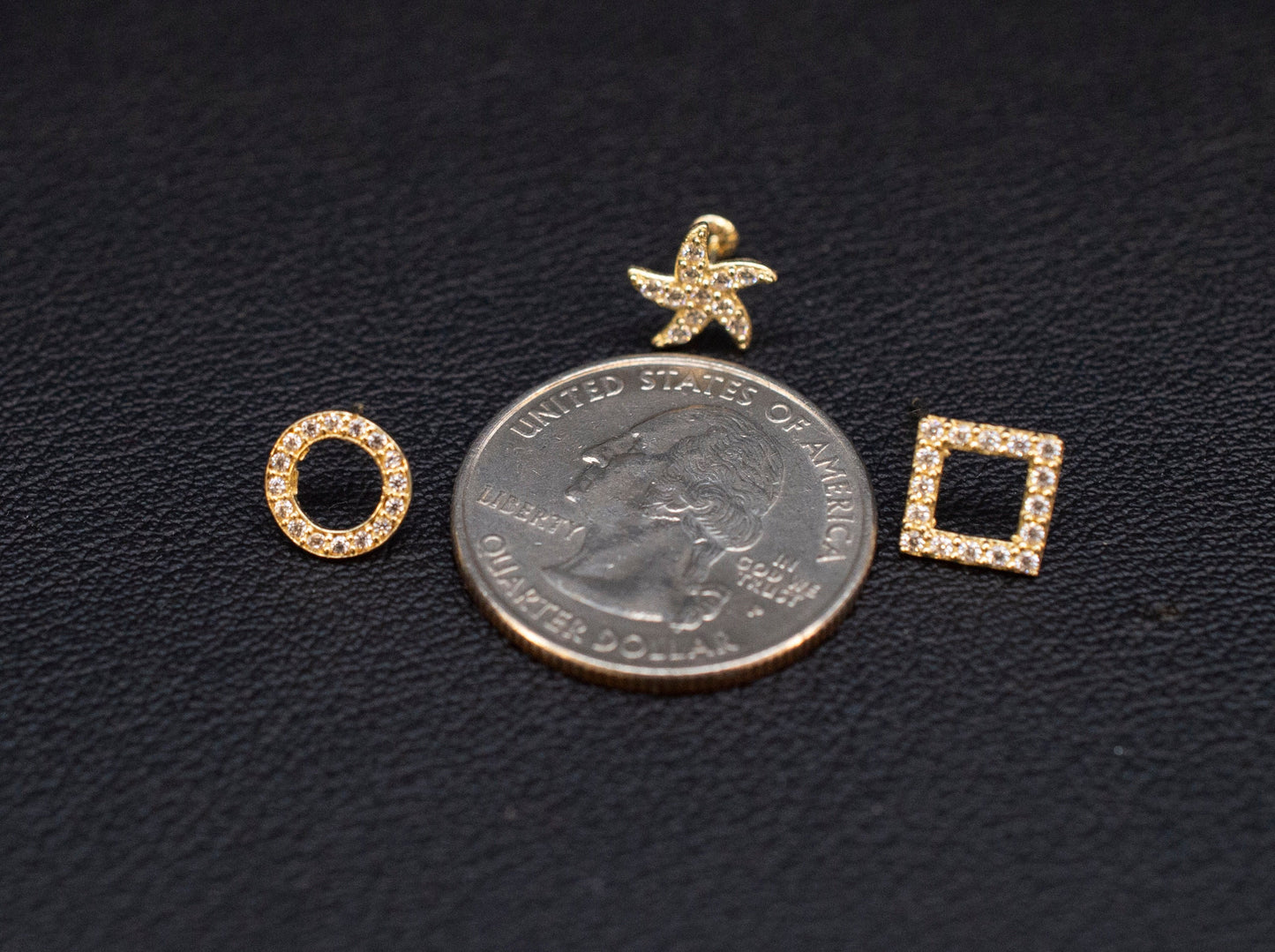 14K Real Gold Round Earring , 14K Solid Gold Square Earring ,14k Real Gold Starfish Gold Diamond Women Earring, 14k Gold Zirconia Earrings