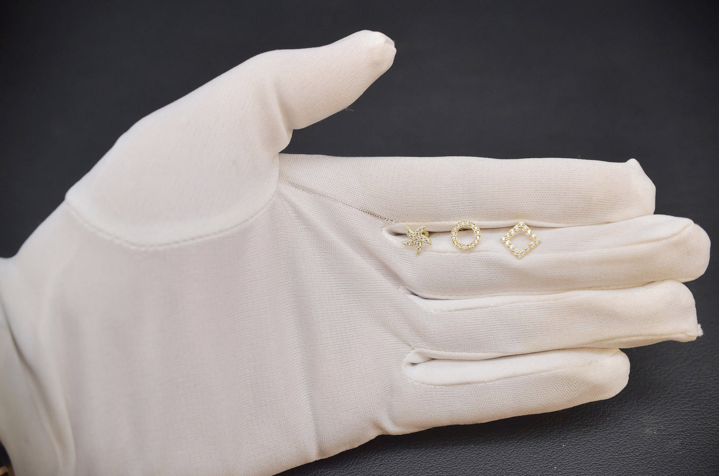 14K Real Gold Round Earring , 14K Solid Gold Square Earring ,14k Real Gold Starfish Gold Diamond Women Earring, 14k Gold Zirconia Earrings