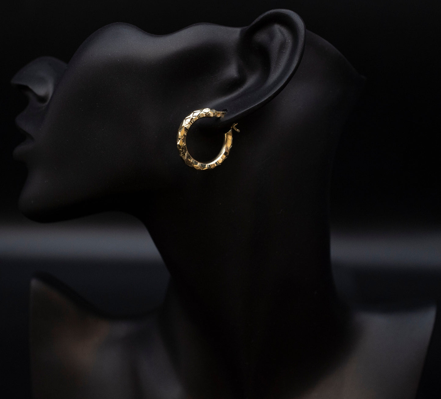 10K Real Gold Diamond Cut Hoop Earrings, 3mm, 4mm Thickness, 10K Shinny Gold Round Hoop Earrings,Mother's Day Gift