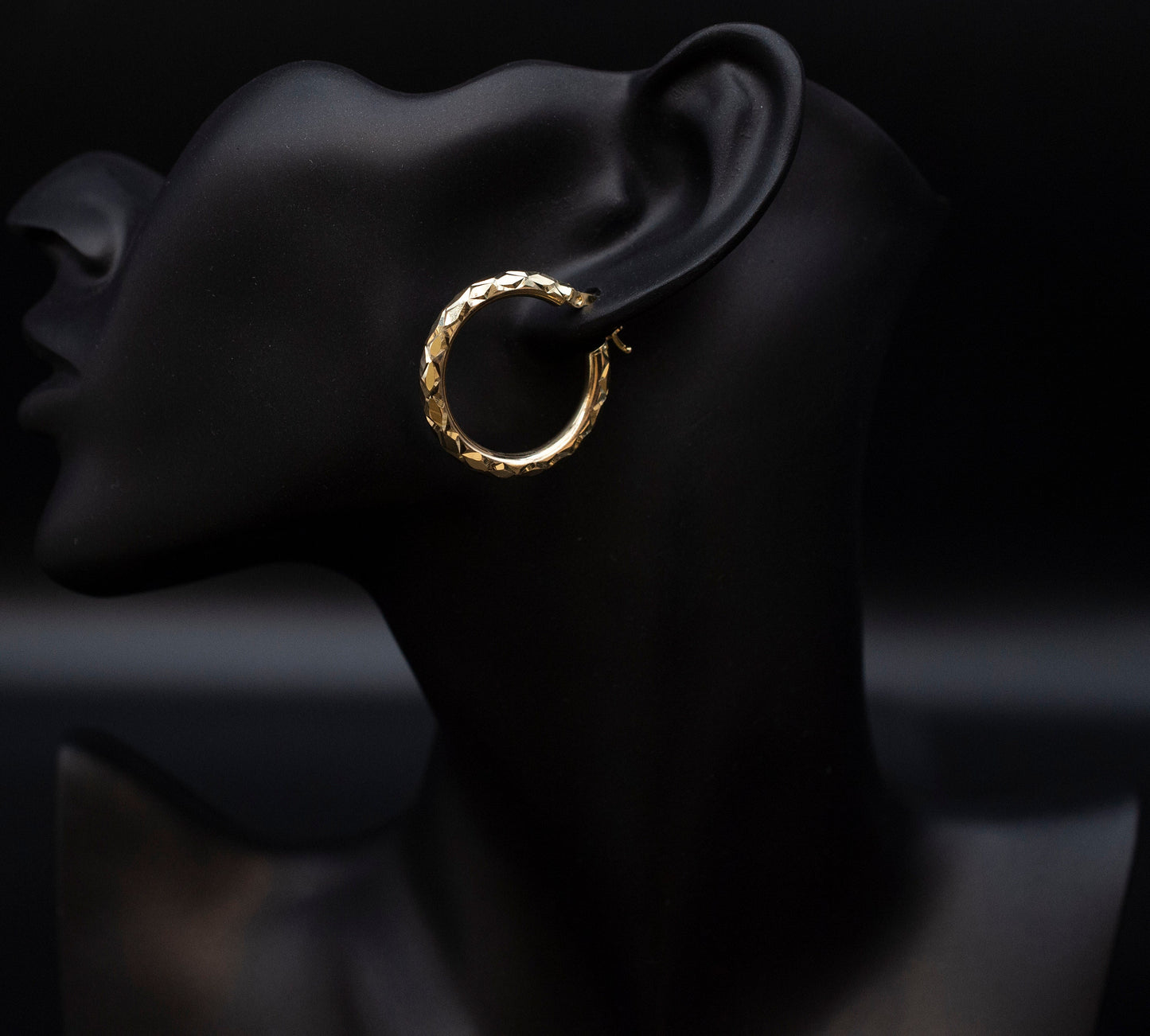 10K Real Gold Diamond Cut Hoop Earrings, 3mm, 4mm Thickness, 10K Shinny Gold Round Hoop Earrings,Mother's Day Gift