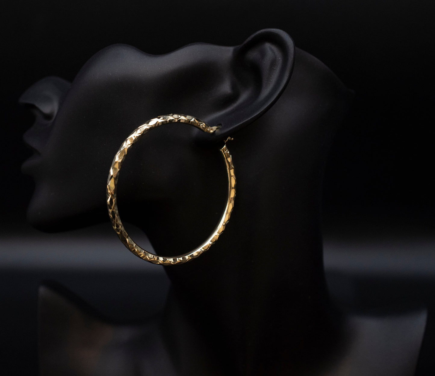 10K Real Gold Diamond Cut Hoop Earrings, 3mm, 4mm Thickness, 10K Shinny Gold Round Hoop Earrings,Mother's Day Gift