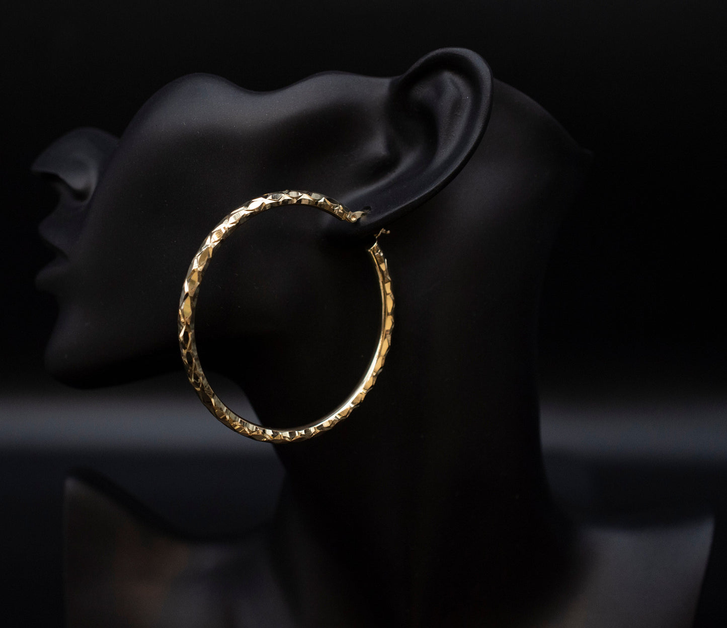 10K Real Gold Diamond Cut Hoop Earrings, 3mm, 4mm Thickness, 10K Shinny Gold Round Hoop Earrings,Mother's Day Gift