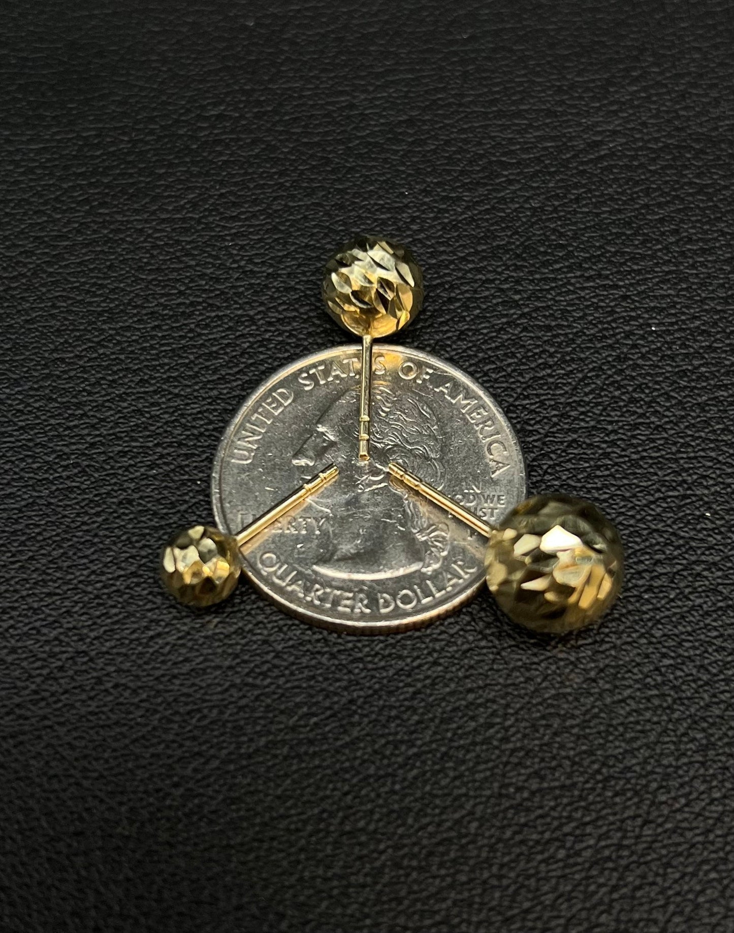 14k Real Solid Yellow Gold High Polished Ball Stud Earrings,6mm-10mm Diamond Cut Ball Earrings, Gold Stud Earrings,Push Back Women Earrings