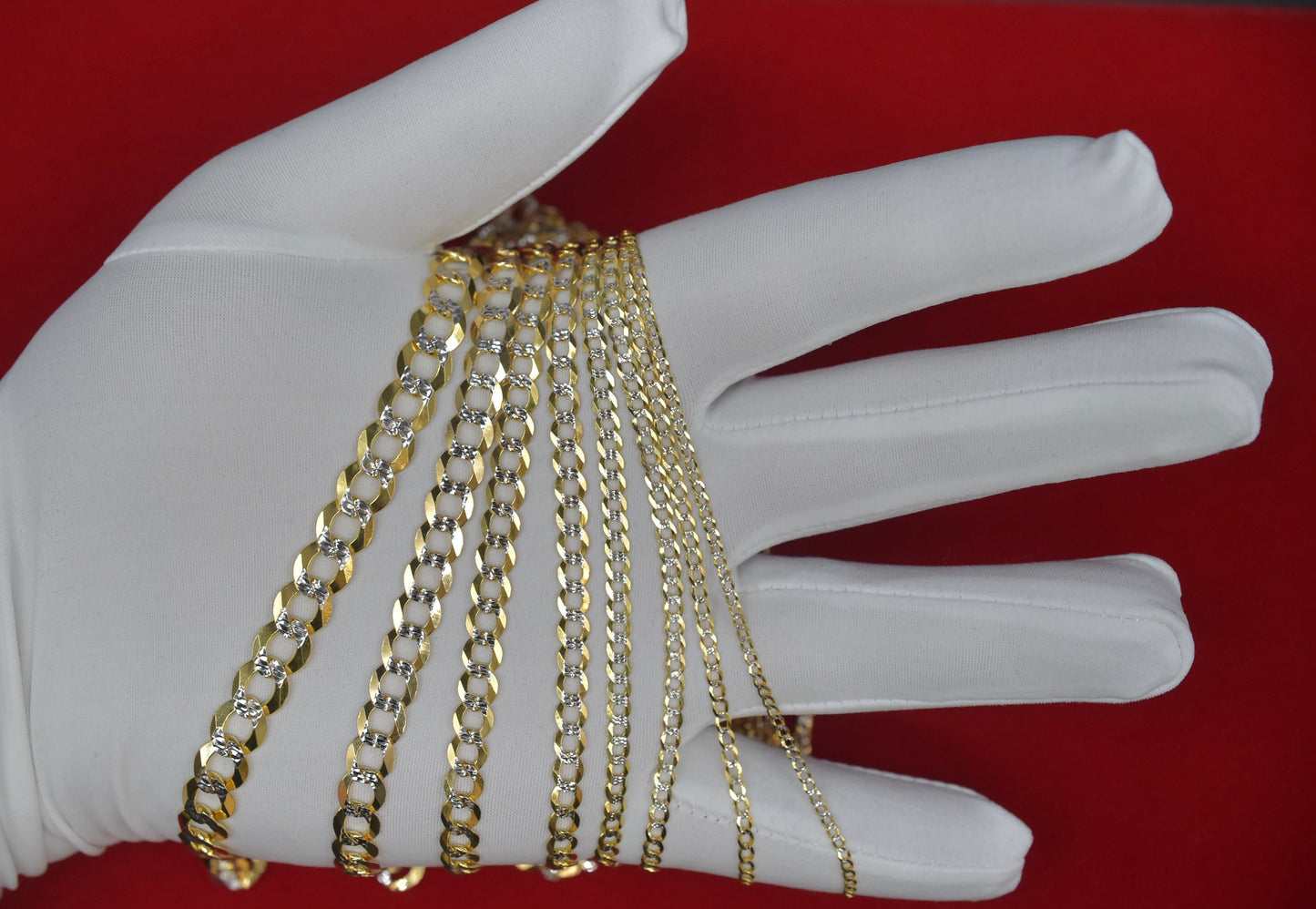 14K Real SOLID Gold Pave Cuban Curb Link Chain, SOLID Cuban Curb Chain,14K SOLID Two Tone Gold Chain Necklace Man and Woman,14K Heavy Chain