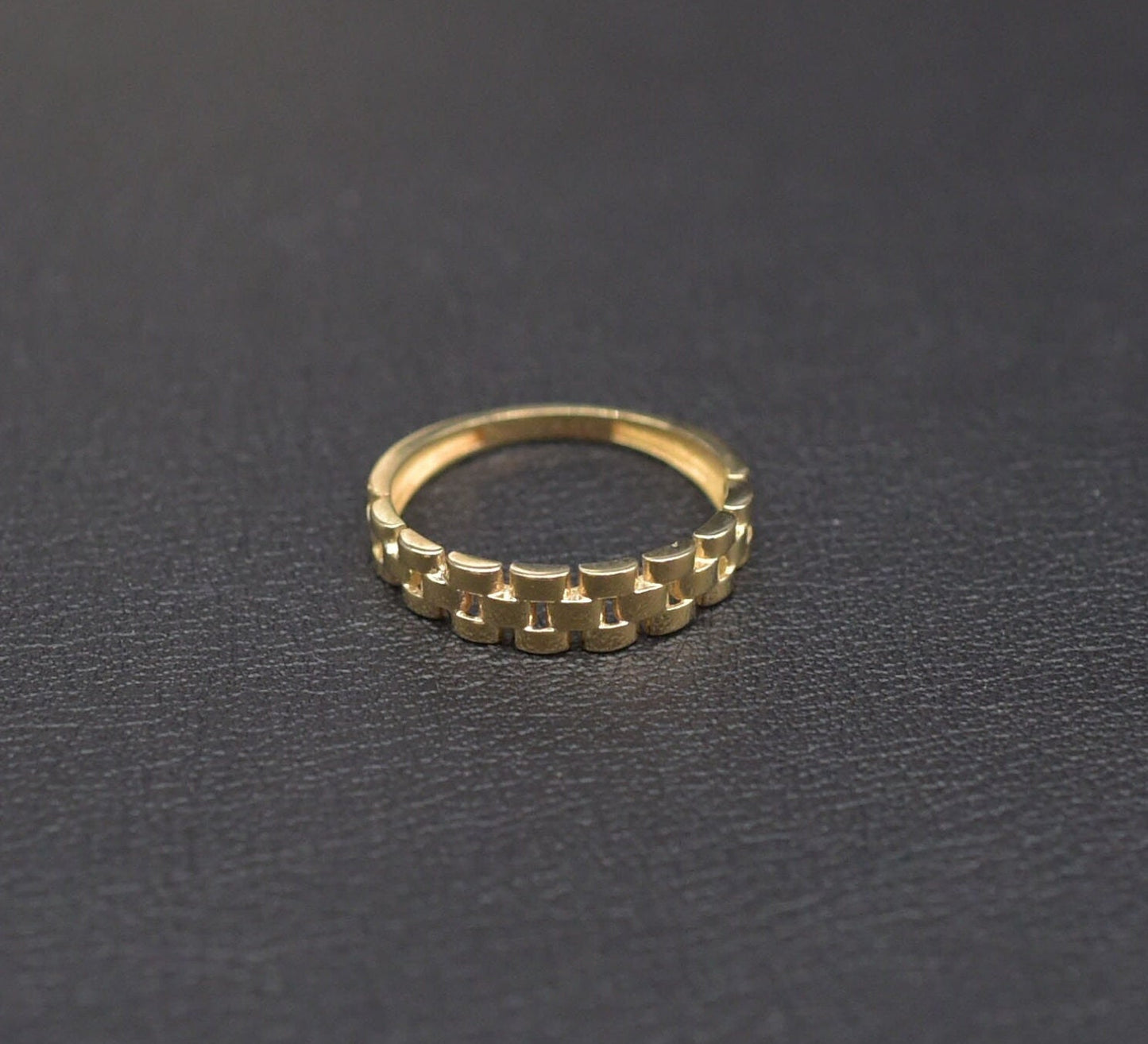 14k Solid Gold Watchband Ring, 14k Solid Gold Women Dainty Ring, Unique Design Band Ring, Gold Statement Ring, Gift, Minimalist Gold Ring