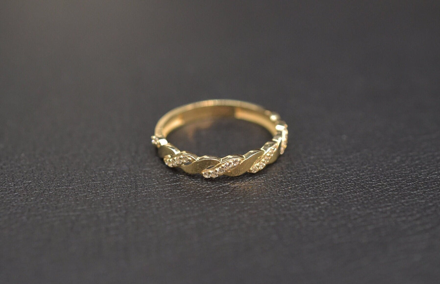 14k Solid Gold Wave Ring, 14k Solid Gold Women Dainty Ring, Gold Statement Ring, Minimalist Gold Ring, Wedding Band, 14k Gold CZ Wave Ring