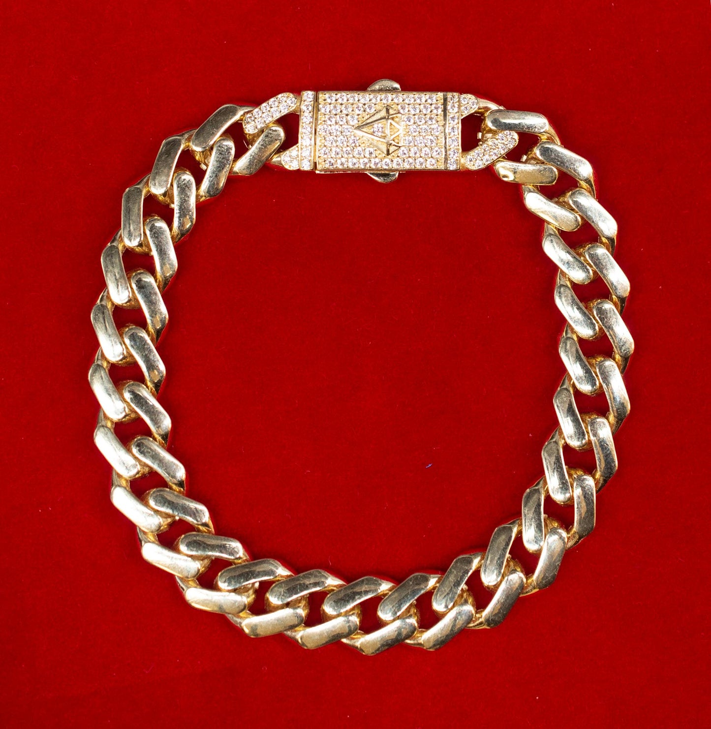 14k Real Gold Miami Cuban Link Chain with Zirconia Box Lock Necklace and Bracelet , 5.2mm - 11mm Real 14K Yellow Gold, 14k Gold Chain