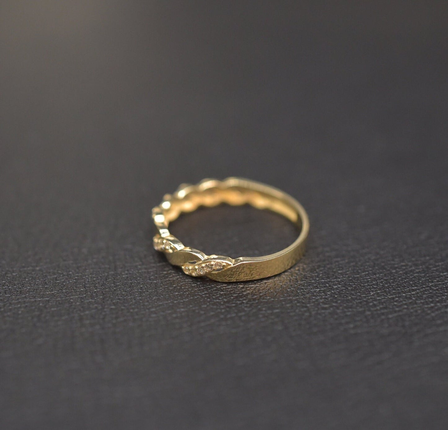 14k Solid Gold Wave Ring, 14k Solid Gold Women Dainty Ring, Gold Statement Ring, Minimalist Gold Ring, Wedding Band, 14k Gold CZ Wave Ring