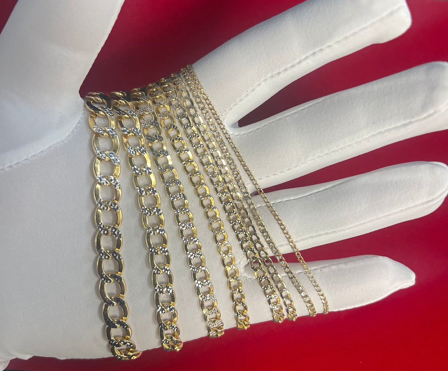 14K Gold Pave Cuban Curb Link Chain, 2mm-9.8mm Pave Cuban Curb Chain,14K Gold Chain, Man and Woman, 14K Two Tone Gold Cuban Curb Necklace