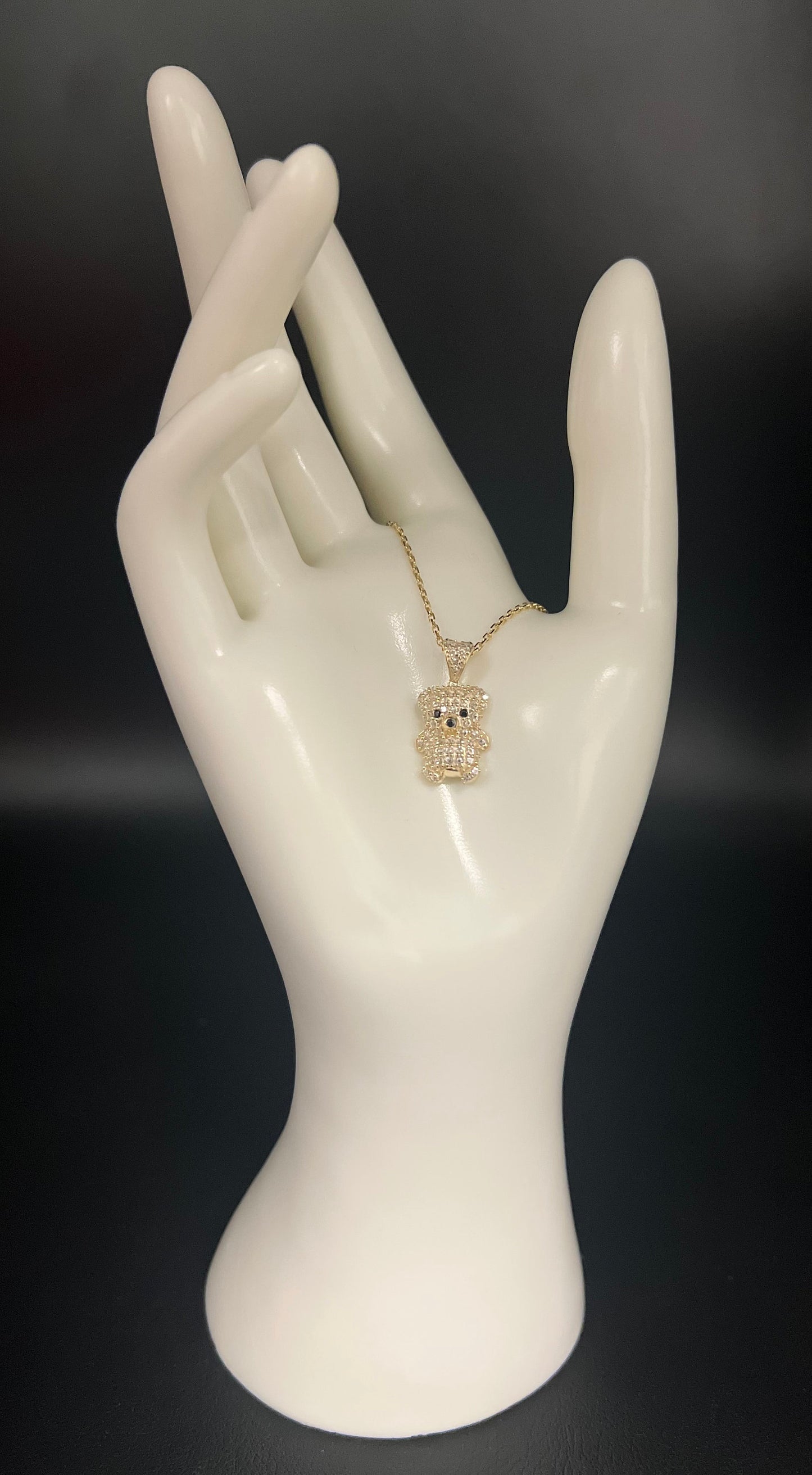 10k Real Gold Pendants Necklace,10K Real Gold Teddy Bear Charm,10k Solid Teddy Bear with Cable Chain Necklace,10k Gold Chain, Gold Bear