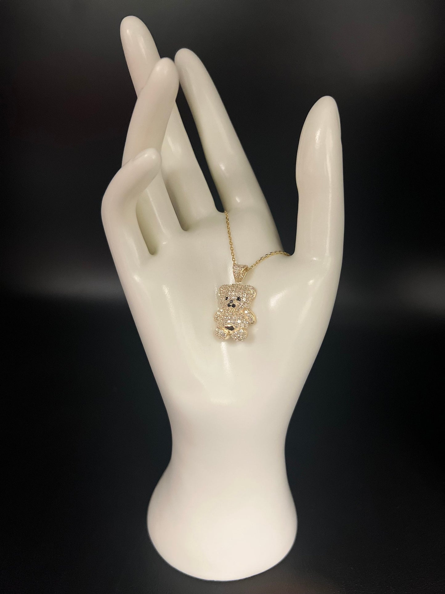 10K Solid Gold Teddy Bear Necklace, Real Gold Bear Pendant, 10K Gold 1.2mm Cable Chain Necklace, Cute Gold Charm Jewelry for Women