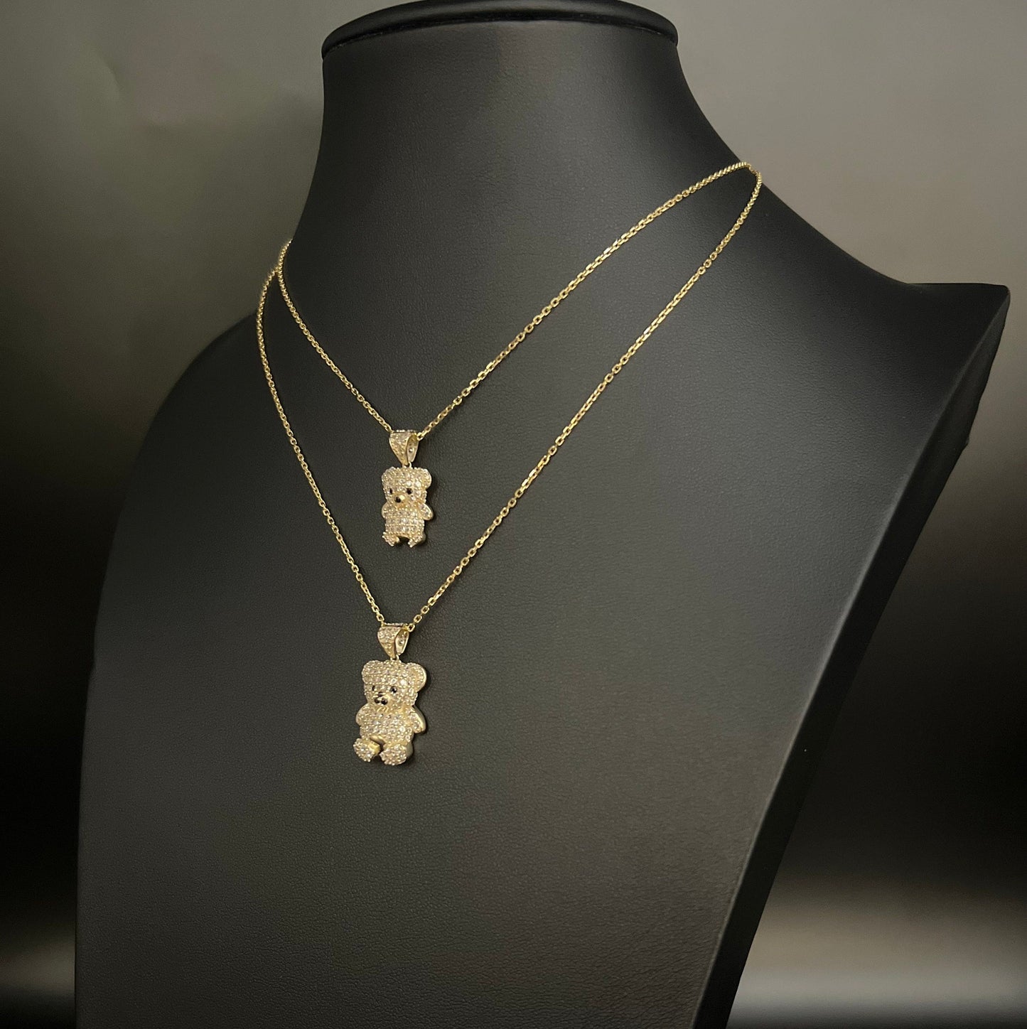 10k Real Gold Pendants Necklace,10K Real Gold Teddy Bear Charm,10k Solid Teddy Bear with Cable Chain Necklace,10k Gold Chain, Gold Bear