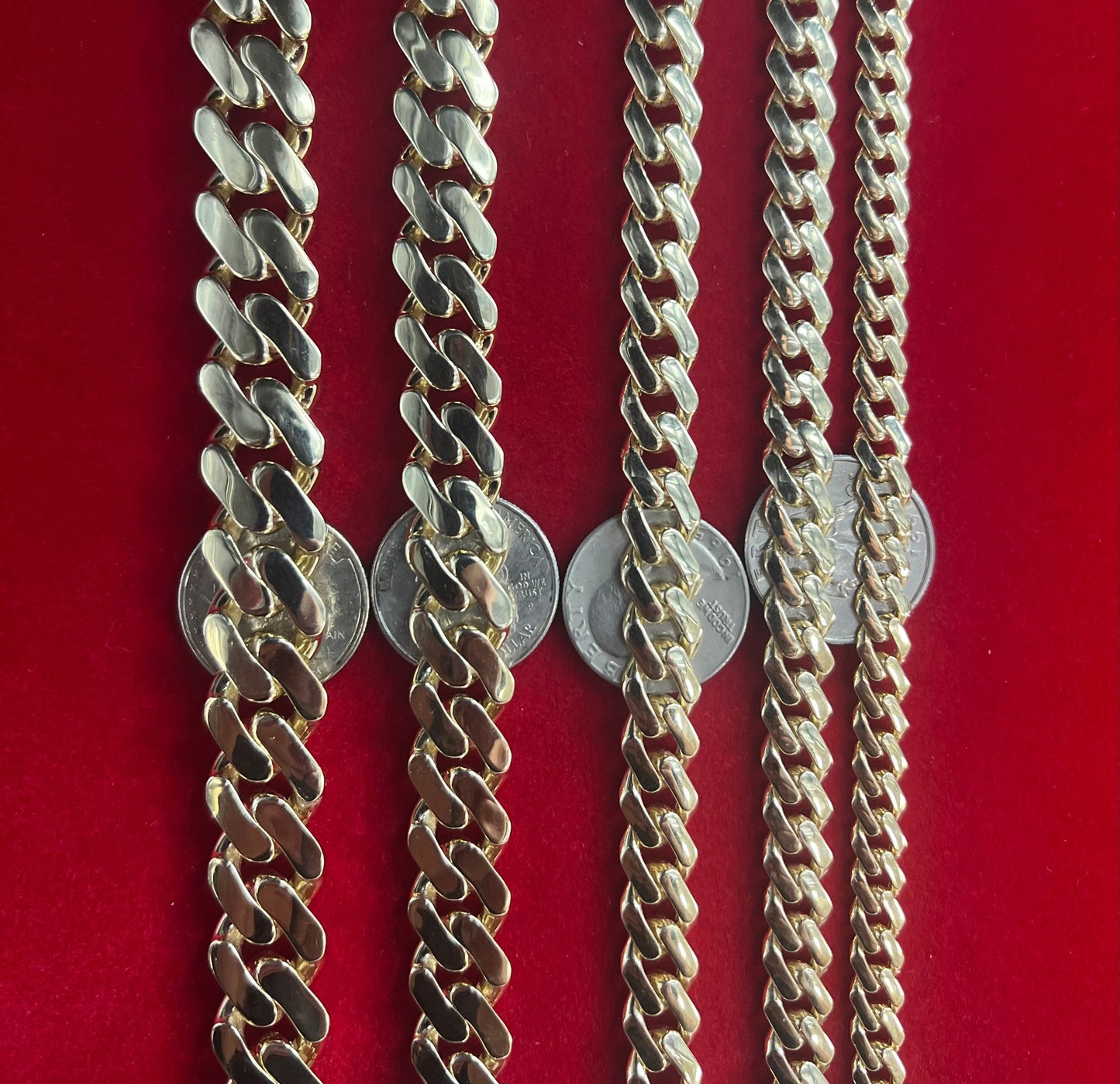 14k Yellow Gold Miami Cuban Chain Bracelet Zirconia Box Lock, 7mm - 15mm Real 14K Yellow Gold,,14k Gold Bracelet, 14k gold Miami cuban