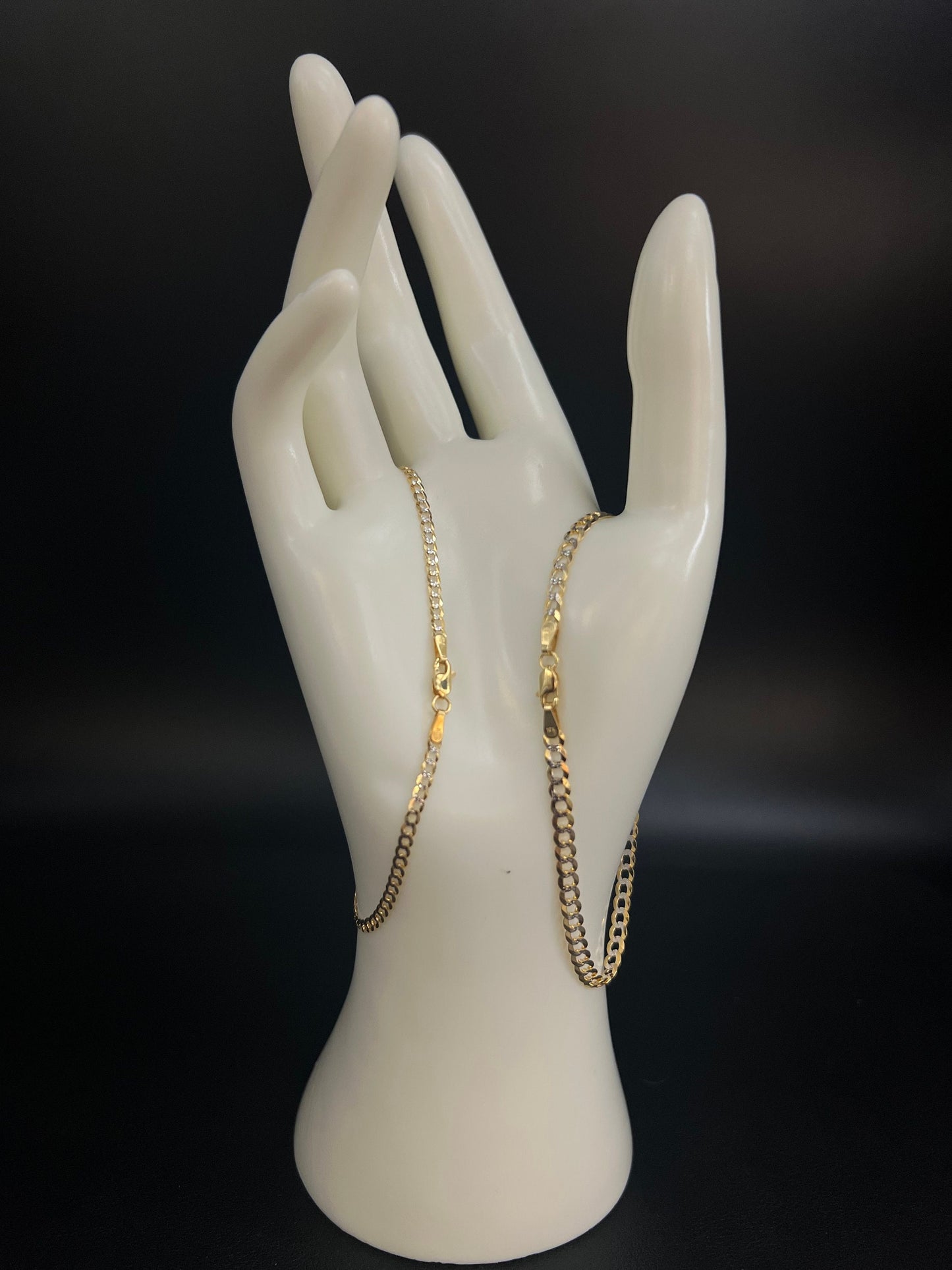 10K Real SOLID Gold Pave Cuban Curb Link Bracelet, SOLID Cuban Curb, 10K SOLID Two Tone Gold Chain Bracelet Man and Woman,10K Heavy Chain