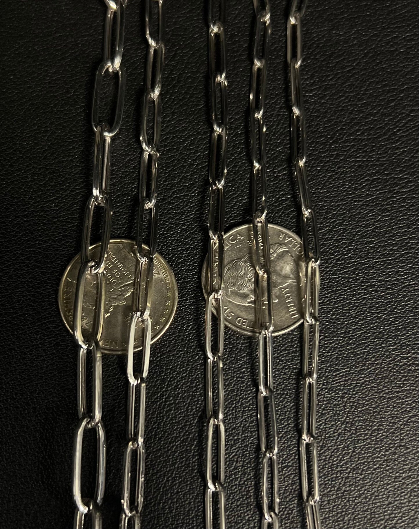 14k White Gold Fancy Paperclip Chain Necklace, 3.5mm,3.8mm, 4.5mm, 4.8mm and 6.5mm Women Paperclips Necklace ,Real 14k White Gold Paperclips