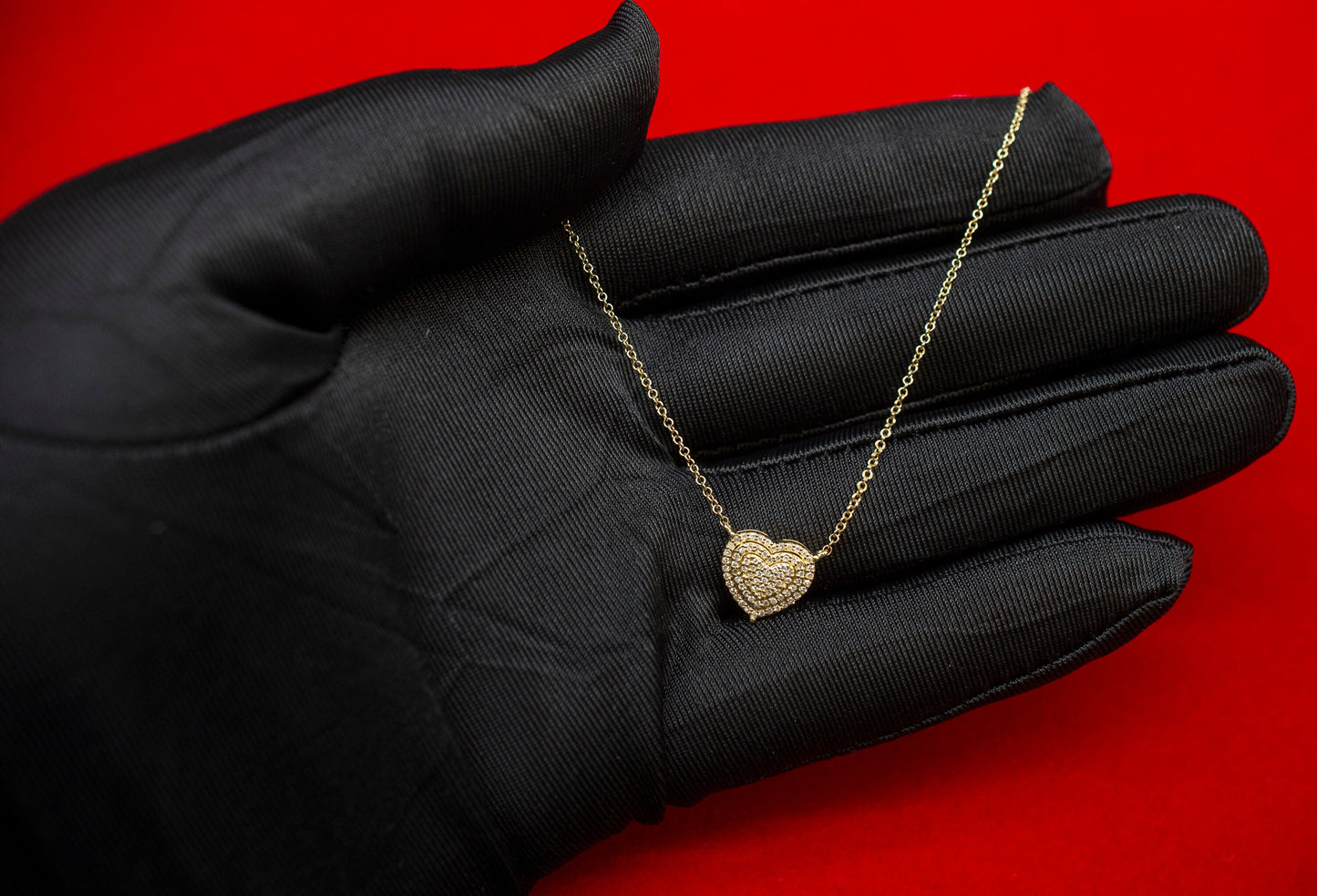 14k Solid Gold Natural Diamond Heart Necklace, 14K Gold Diamond Necklace , 14K Solid Gold Heart Necklace, 14k Real Diamond Women Necklace