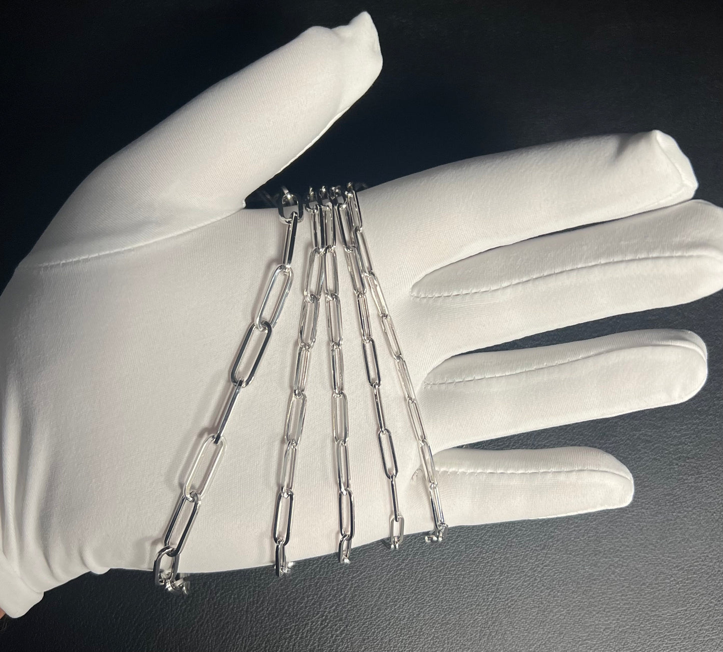 14k White Gold Fancy Paperclip Chain Necklace, 3.5mm,3.8mm, 4.5mm, 4.8mm and 6.5mm Women Paperclips Necklace ,Real 14k White Gold Paperclips