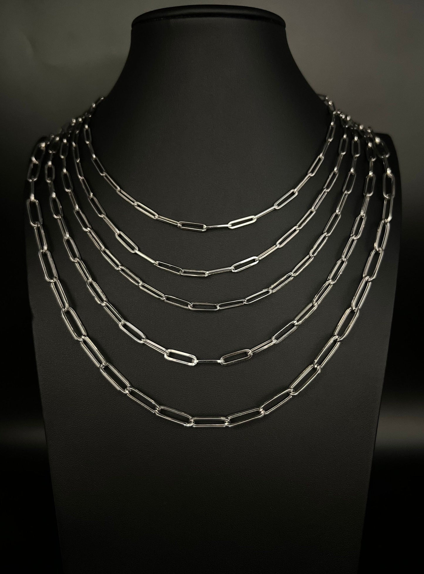 14k White Gold Fancy Paperclip Chain Necklace, 3.5mm,3.8mm, 4.5mm, 4.8mm and 6.5mm Women Paperclips Necklace ,Real 14k White Gold Paperclips