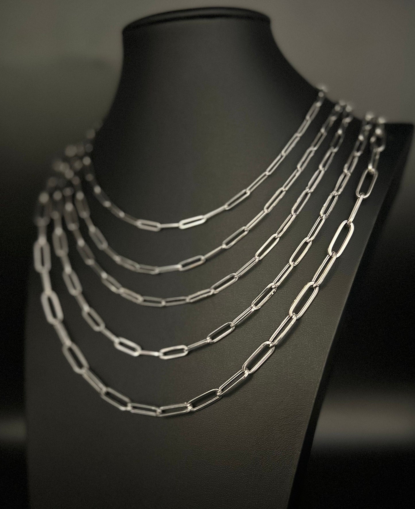 14k White Gold Fancy Paperclip Chain Necklace, 3.5mm,3.8mm, 4.5mm, 4.8mm and 6.5mm Women Paperclips Necklace ,Real 14k White Gold Paperclips