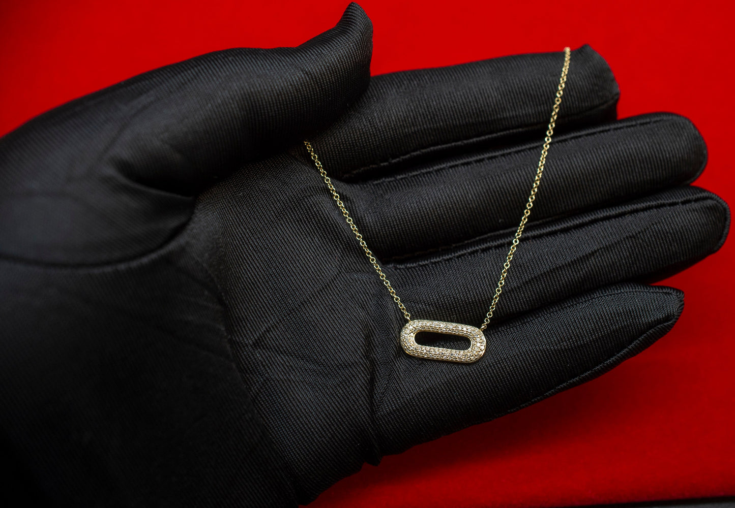 14k Solid Gold Natural Paperclip Diamond Necklace, 14K Gold Diamond Necklace , 14K Yellow Gold Diamond Necklace, 14k Real Diamond Necklace