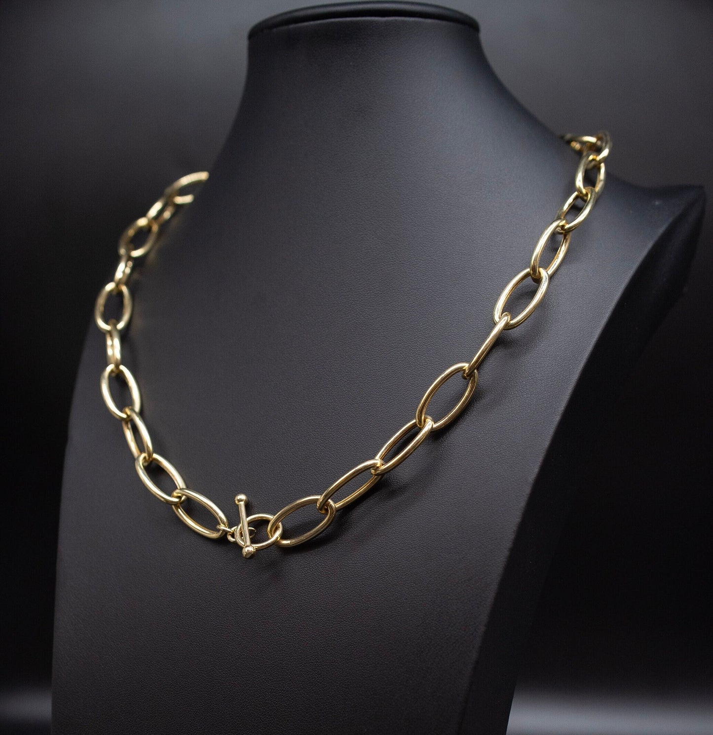 14k Real Solid Gold Oval Link Chain, 14k Gold 12mm Oval Link Necklace and Bracelet, 14k Yellow Gold Chunky Link Chain, 14k Oval Link Chain