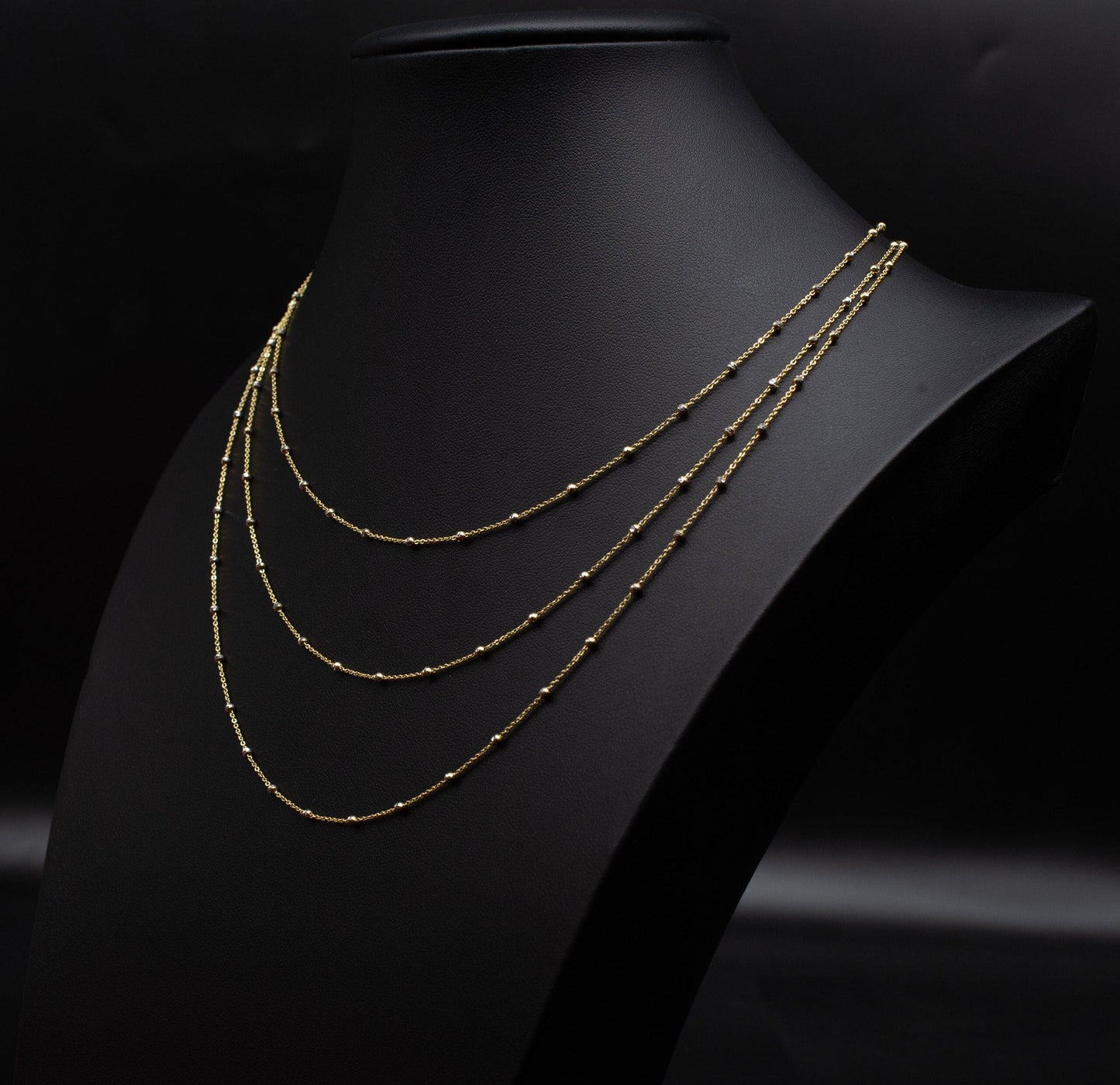 14K SOLID Gold Diamond Cut Moon Cable Chain Necklace, 14K Diamond Cut Bead Ball Chain,14K Diamond Cut Cable Chain, 14K Pendant Chain