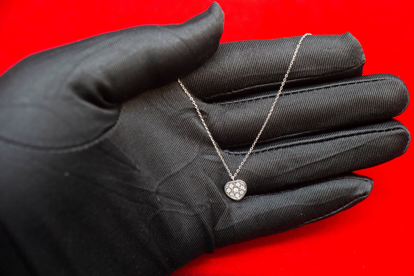14k Solid Gold Natural Diamond Heart Necklace, 14K Gold Diamond Necklace , 14K White Gold Heart Necklace, 14k Real Diamond Women Necklace