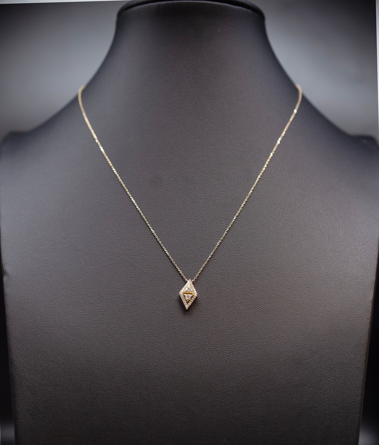 14k Solid Gold Natural Diamond Shape Diamond Necklace, 14K Gold Diamond Necklace , 14K Gold Diamond Necklace, 14k Real Diamond Necklace