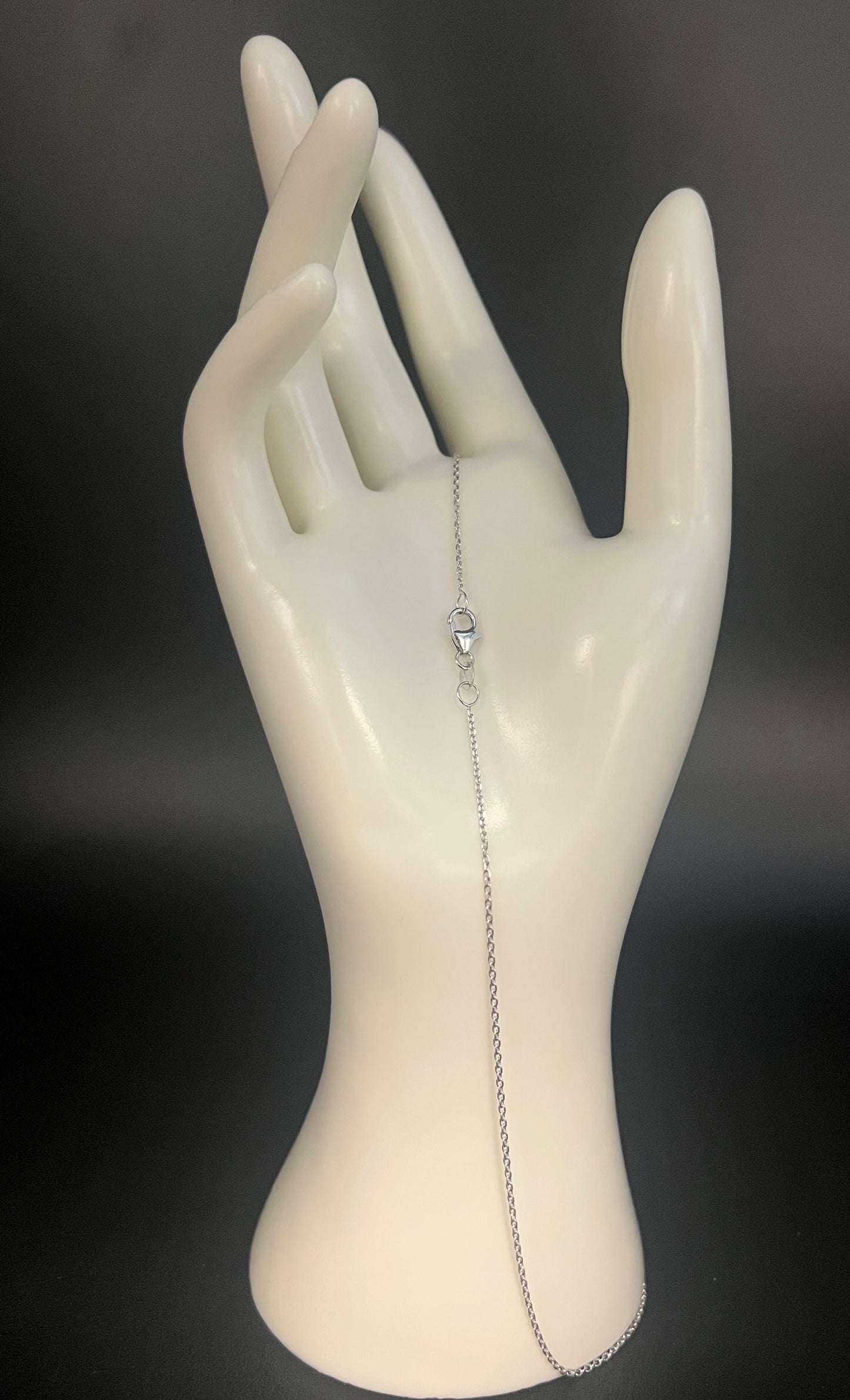 14K SOLID White Gold Cable Chain Necklace, 14k White Gold Rolo Chain ,14k Men and Women Rolo Chain, Real 14k Solid Gold Adjustable Necklace