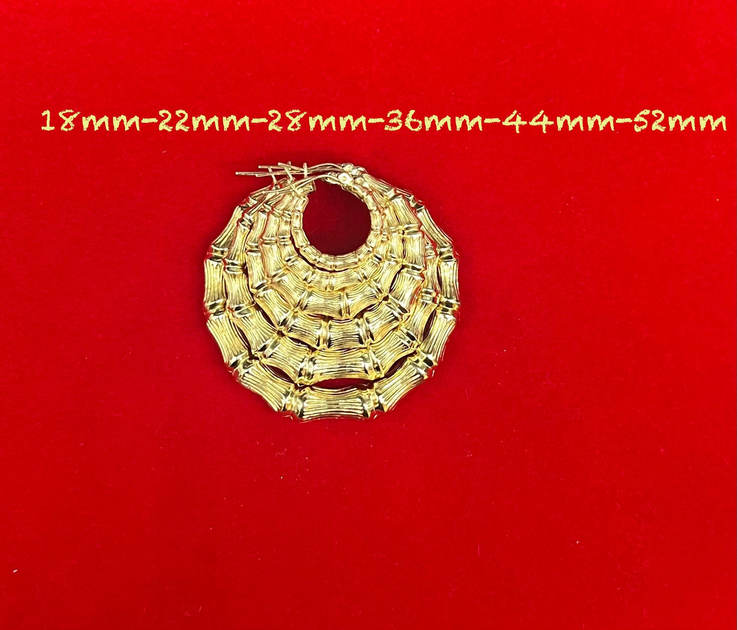 10k Real Solid Yellow Gold Round Bamboo Hoop Earrings,High Quality Real Gold Bamboo Earrings, 18mm - 86mm Gold Hoop Earrings,Women Earrings