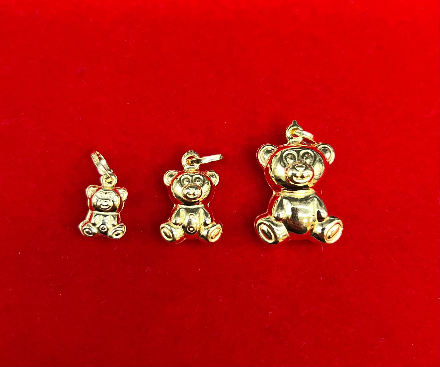 14K Real SOLID Gold Puffed Teddy Bear, 14k Real Gold 1.3mm Cable Chain Necklace,14k Gold Puffed Teddy Bear, 14k Real Gold Pendants Necklace