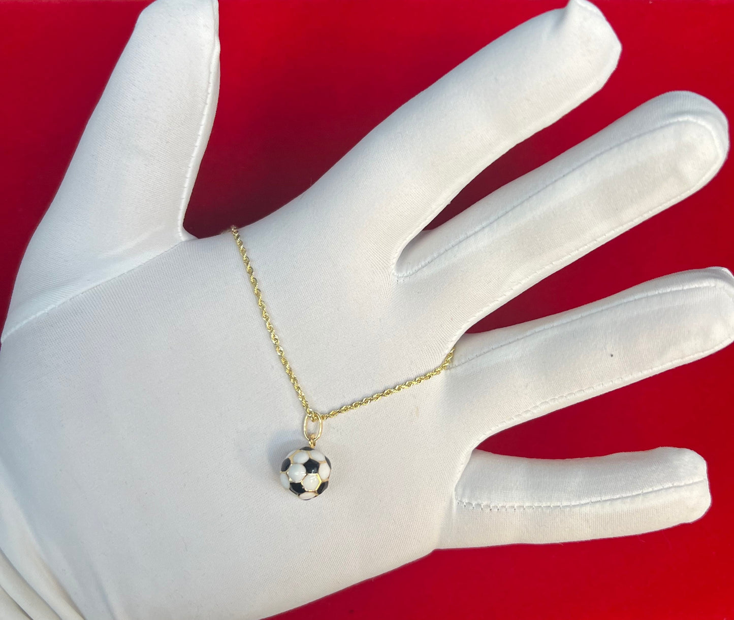 14k Real Gold 3D Soccer Ball Pendant, 14K Real Gold Soccer Ball Charm, 14k Real Gold 1.6mm Solid Rope Chain Necklace, Gold Soccer Ball Charm