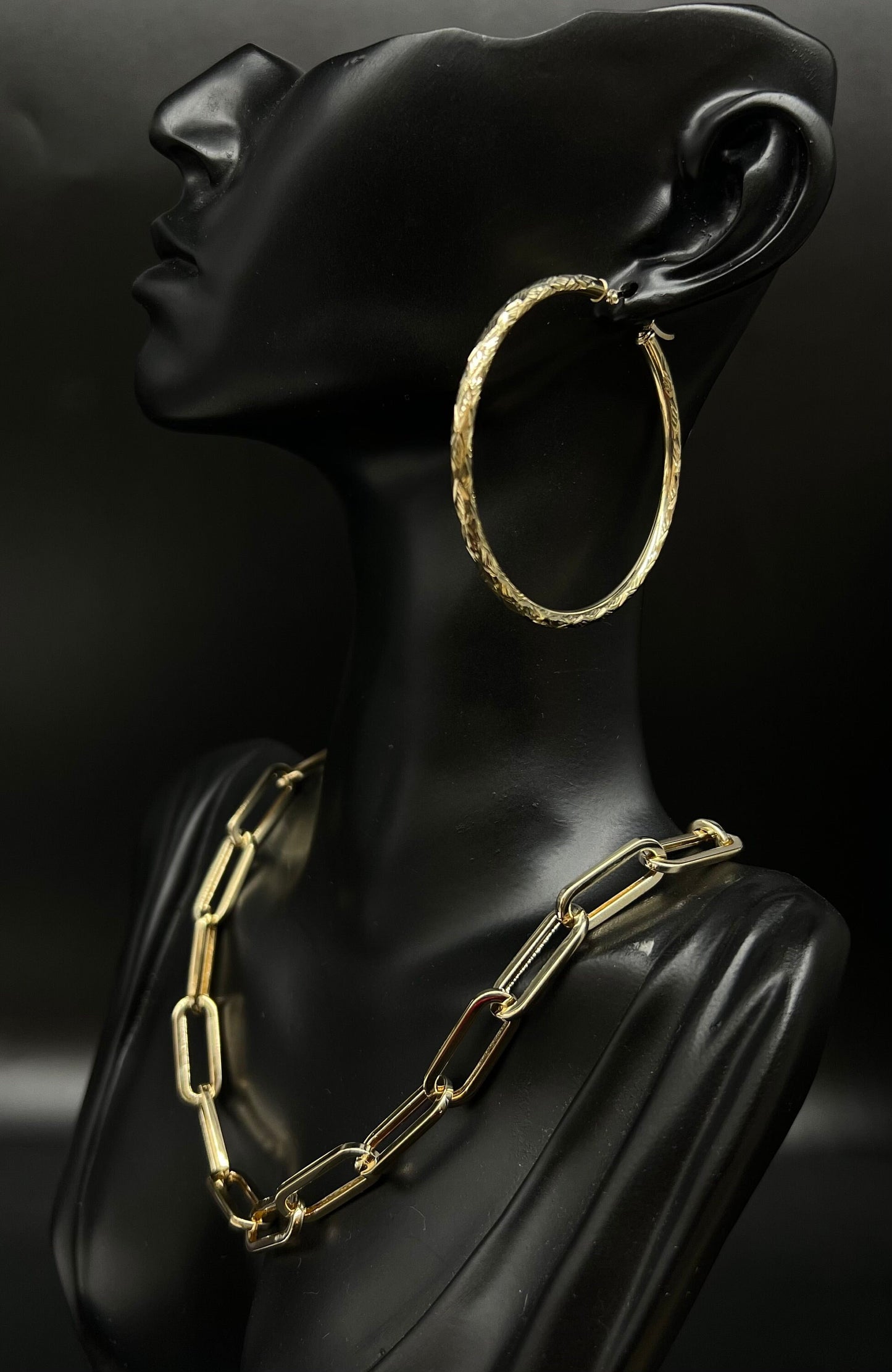 10k Real Yellow Gold Diamond Cut Hoop Earrings, 3mm Thickness, Shinny Gold Hoop Earrings,Mother's Day Gift