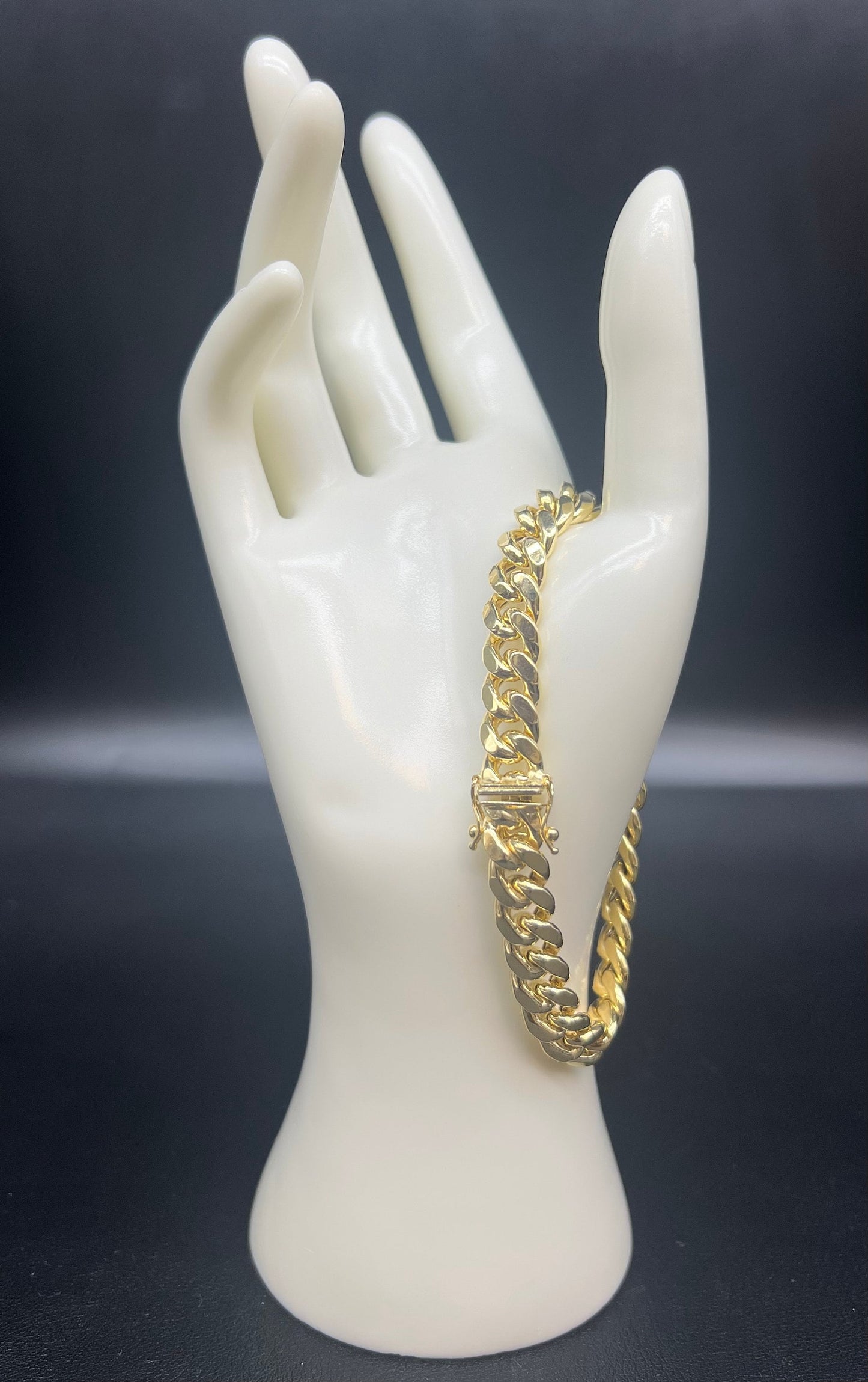 10K Real Gold Miami Cuban Chain Bracelet , 10k Yellow Gold 3-11.5 mm Men and Women,10K Gold Chain,10k Real Gold Miami Cuban Bracelet