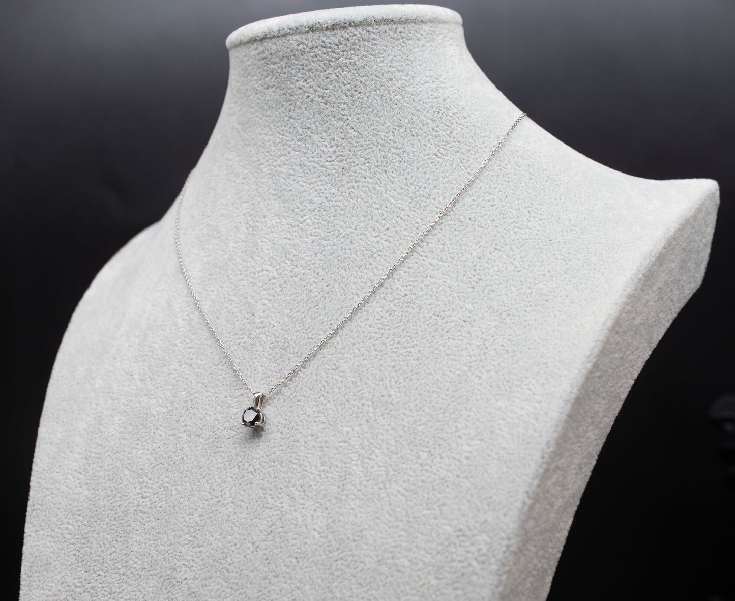 14k Solid Gold Natural Black Diamond Pendant, 14K Solid Gold 0.1 - 1.6 Carat Natural Diamond Necklace with 14K Solid White Gold Cable Chain