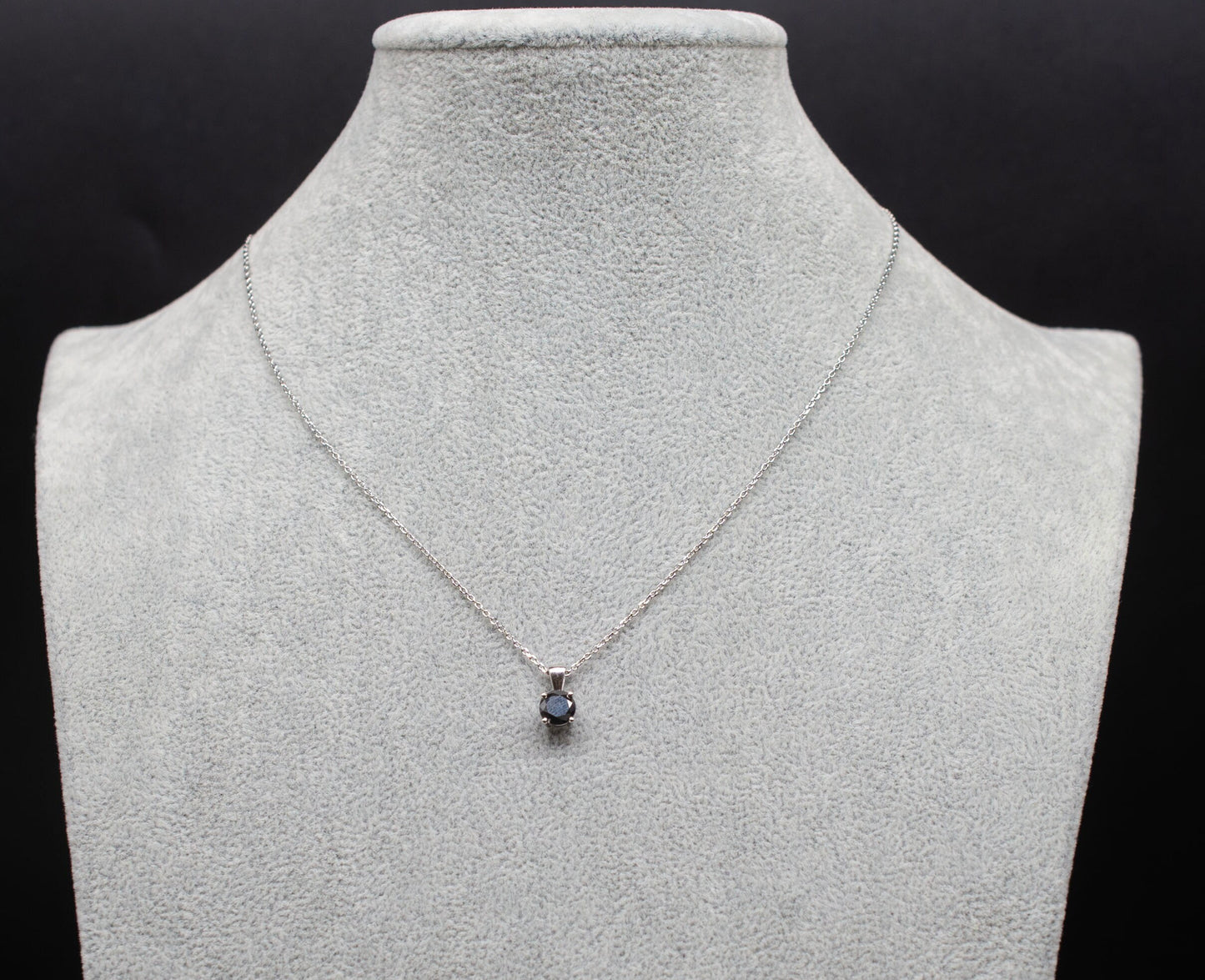 14k Solid Gold Natural Black Diamond Pendant, 14K Solid Gold 0.1 - 1.6 Carat Natural Diamond Necklace with 14K Solid White Gold Cable Chain