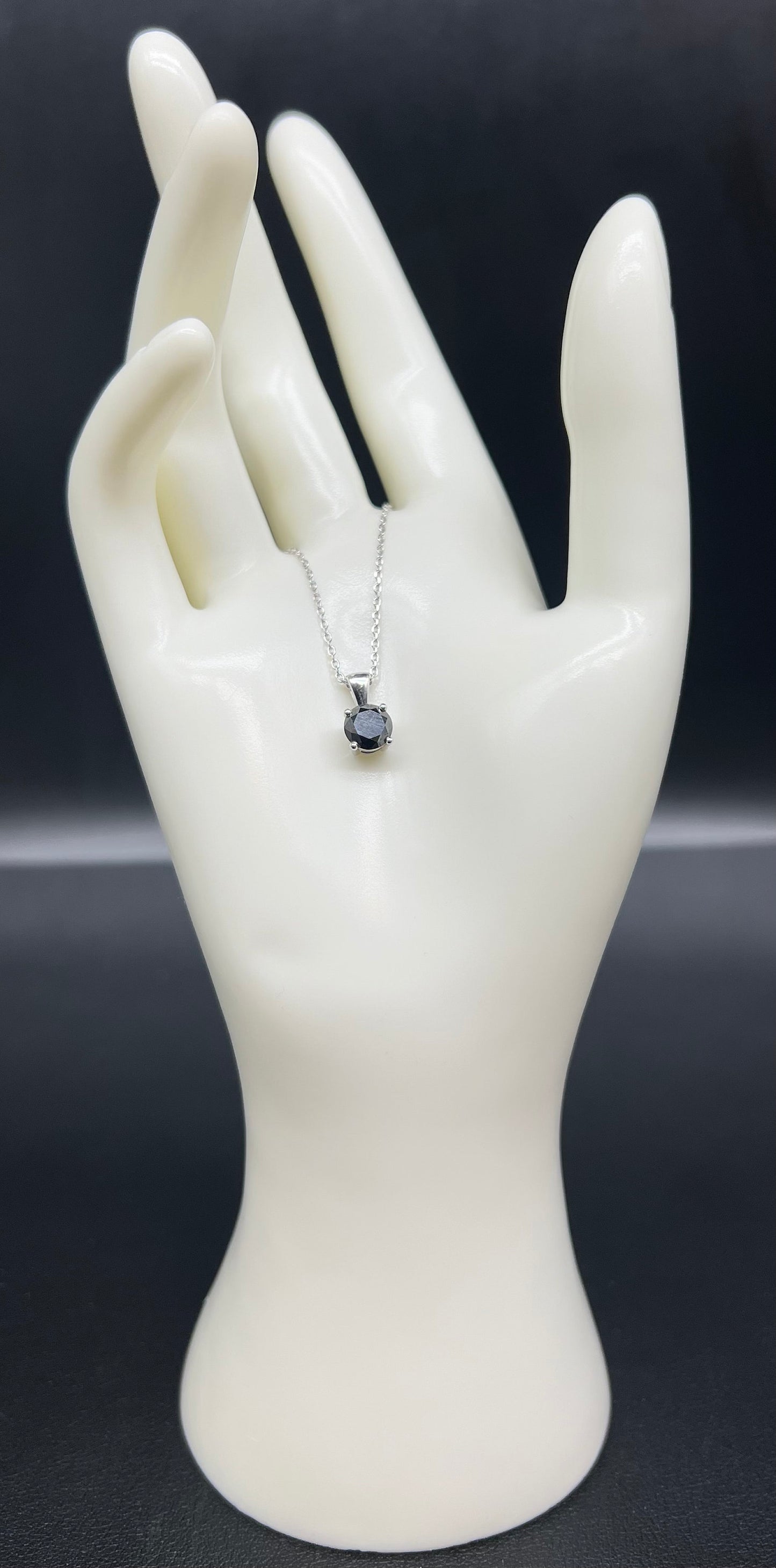 14k Solid Gold Natural Black Diamond Pendant, 14K Solid Gold 0.1 - 1.6 Carat Natural Diamond Necklace with 14K Solid White Gold Cable Chain