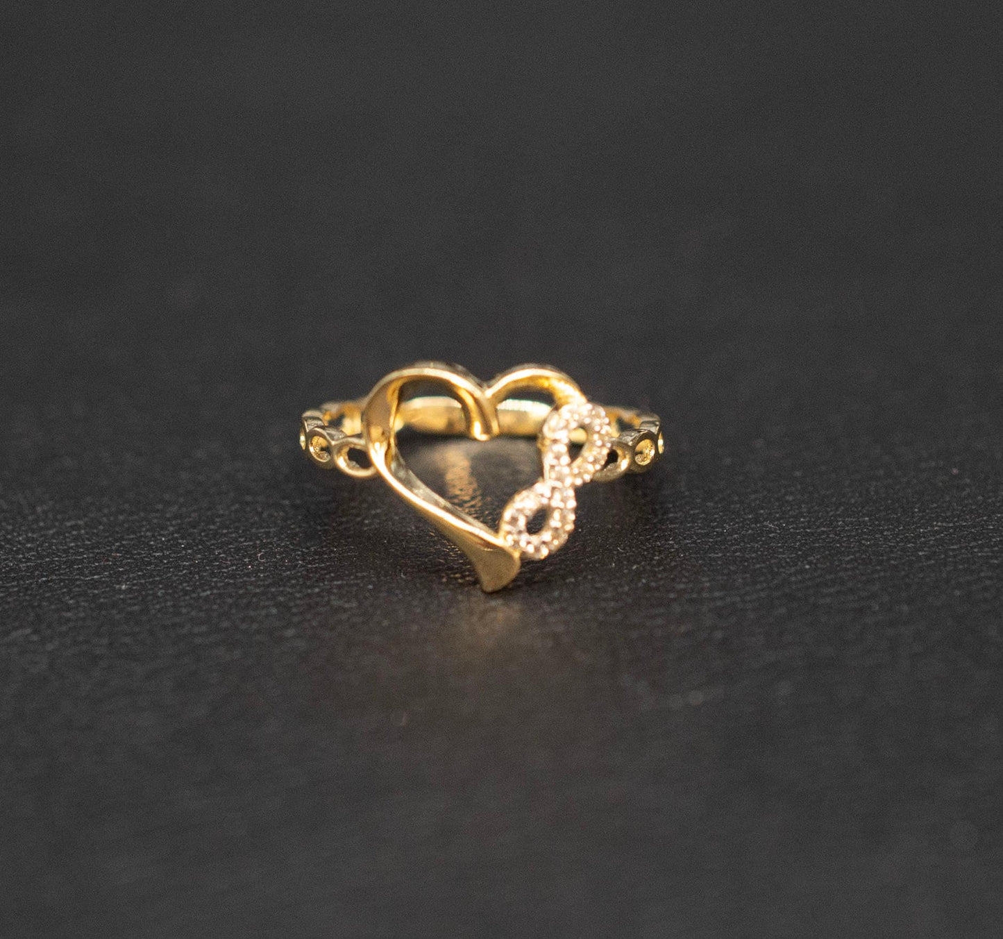 14k Real Solid Yellow Gold Infinity Heart Ring, 14k Solid Gold Women Heart Ring, Infinity Symbol Gemstone Gold Ring, Valentine's day