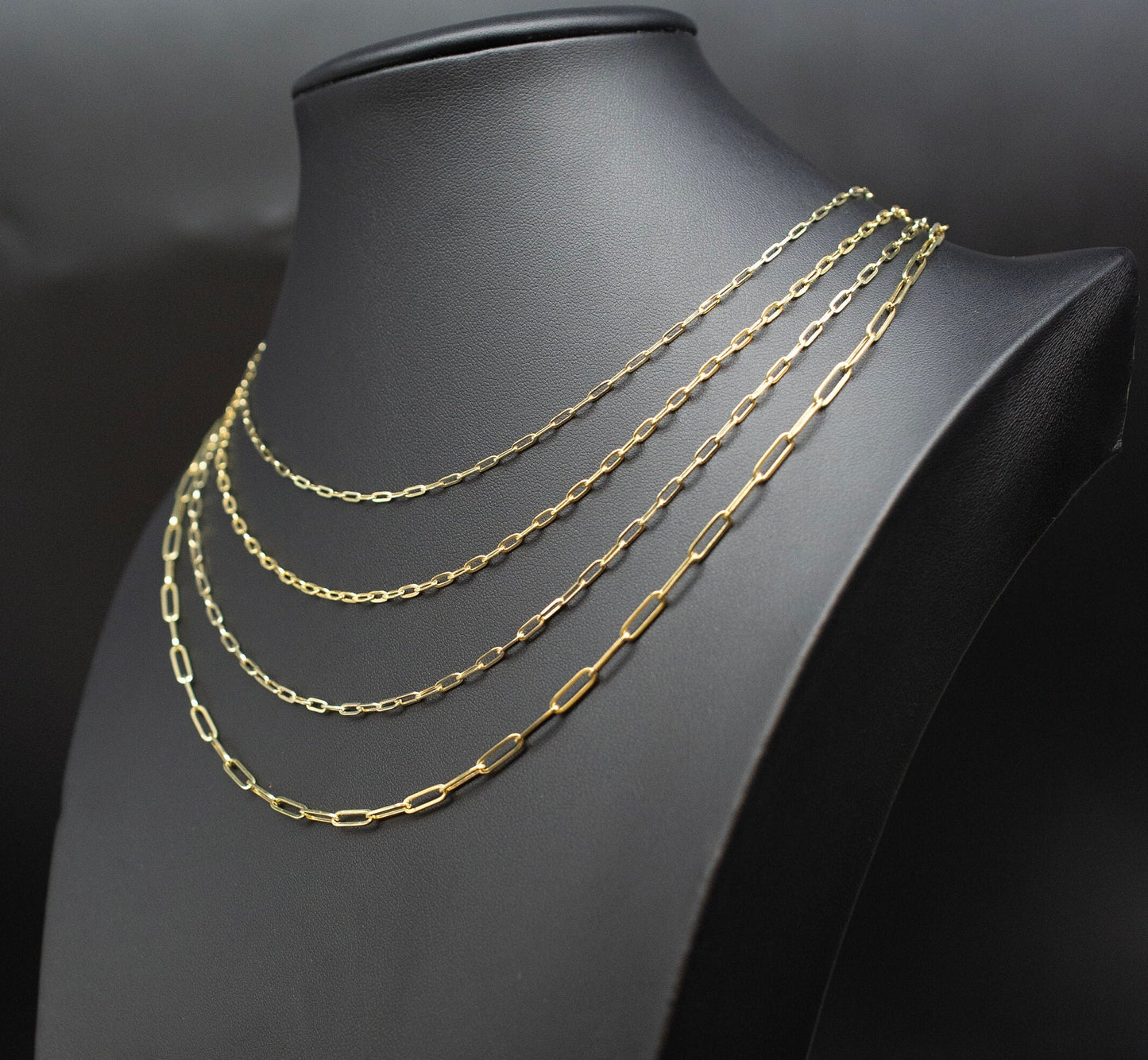 14k Yellow Gold Fancy Paperclip Chain, 14k Gold Paperclip Bracelet, 14k Real Gold Paperclips Necklace, 14k Gold 1.8mm-5.8mm Women Chain