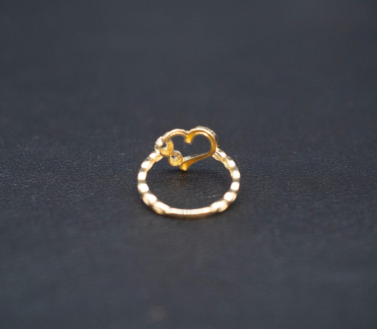 14k Real Solid Yellow Gold Infinity Heart Ring, 14k Solid Gold Women Heart Ring, Infinity Symbol Gemstone Gold Ring, Valentine's day