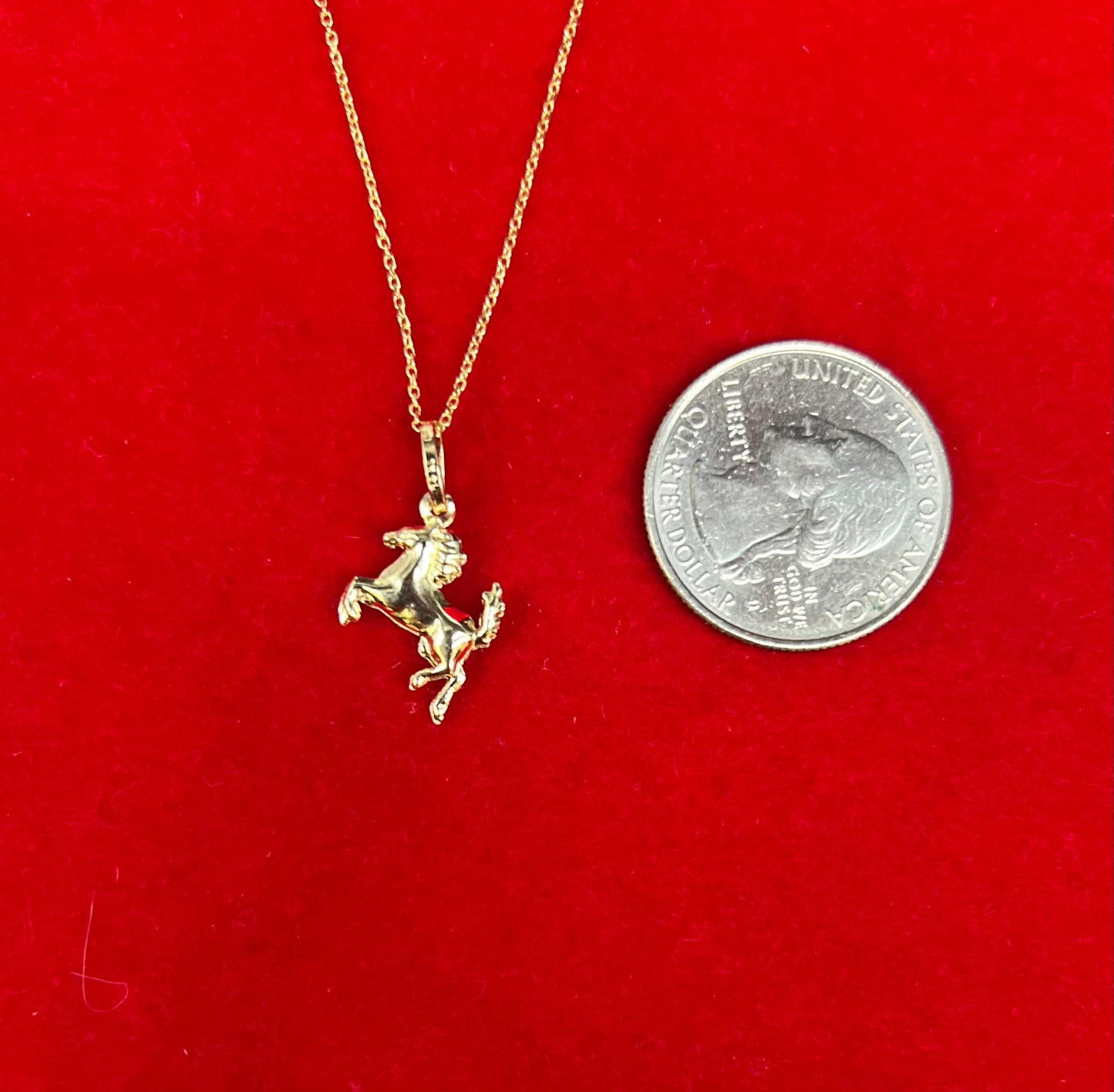 14k Real Gold Unicorn Pendant Necklace, with 14k Solid Gold 1mm Cable Chain, Horse Charm, Unicorn Pendant, Real Gold Horse Pendant