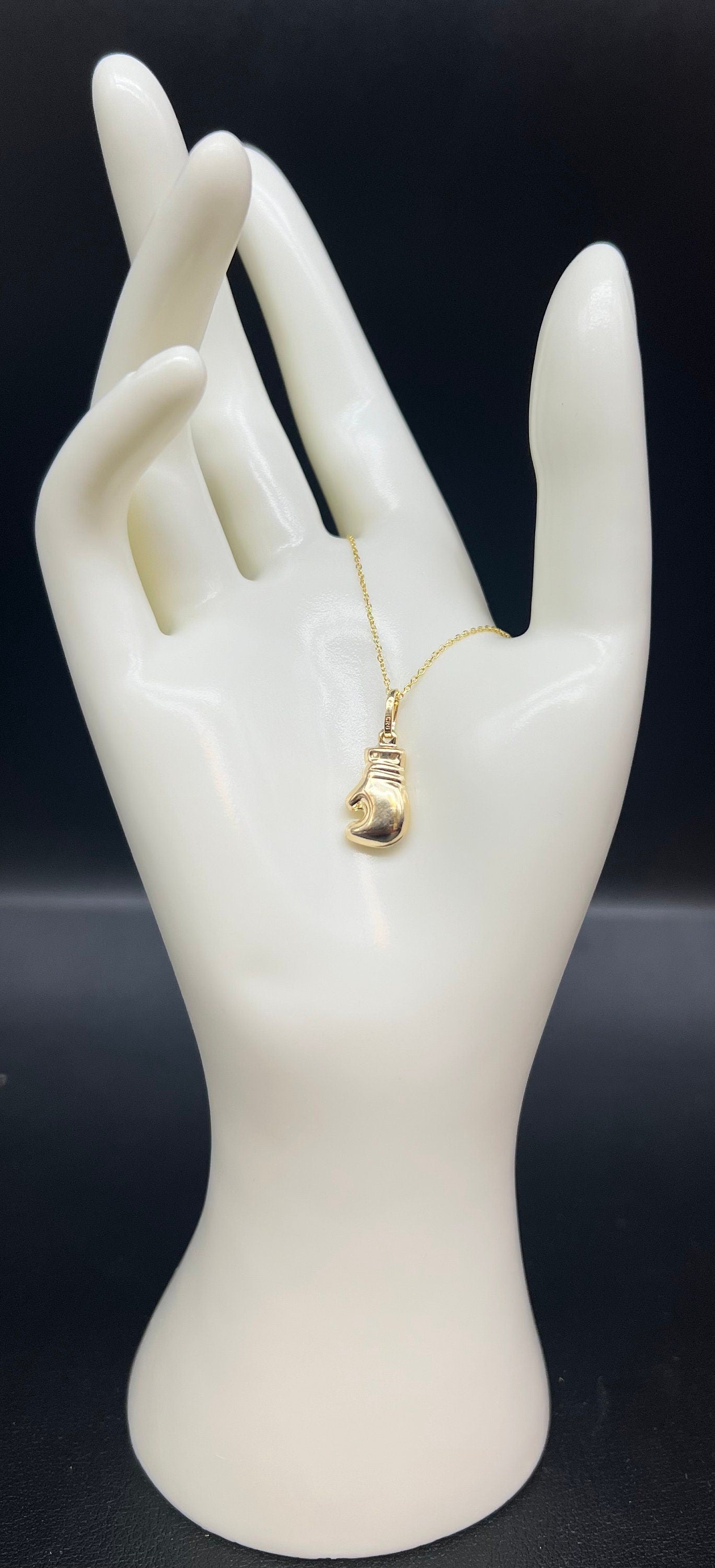 14k Real Gold Boxing Glove Pendant Necklace, with 14k Solid Gold 1mm Cable Chain, Boxing Glove Pendant, Real Gold Boxing Glove Pendant
