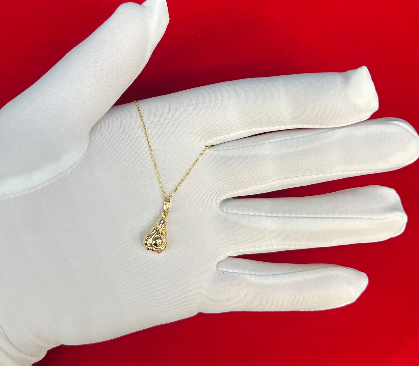 14k Real Gold Buddha Pendant Necklace, with 14k Solid Gold 1mm Cable Chain, Gold Buddha Charm, Buddha Pendant, Real Gold buddha Pendant