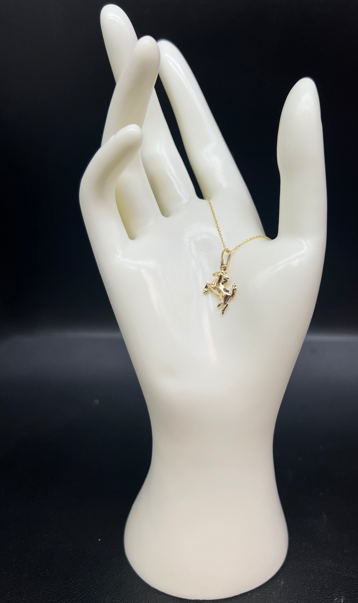 14k Real Gold Unicorn Pendant Necklace, with 14k Solid Gold 1mm Cable Chain, Horse Charm, Unicorn Pendant, Real Gold Horse Pendant
