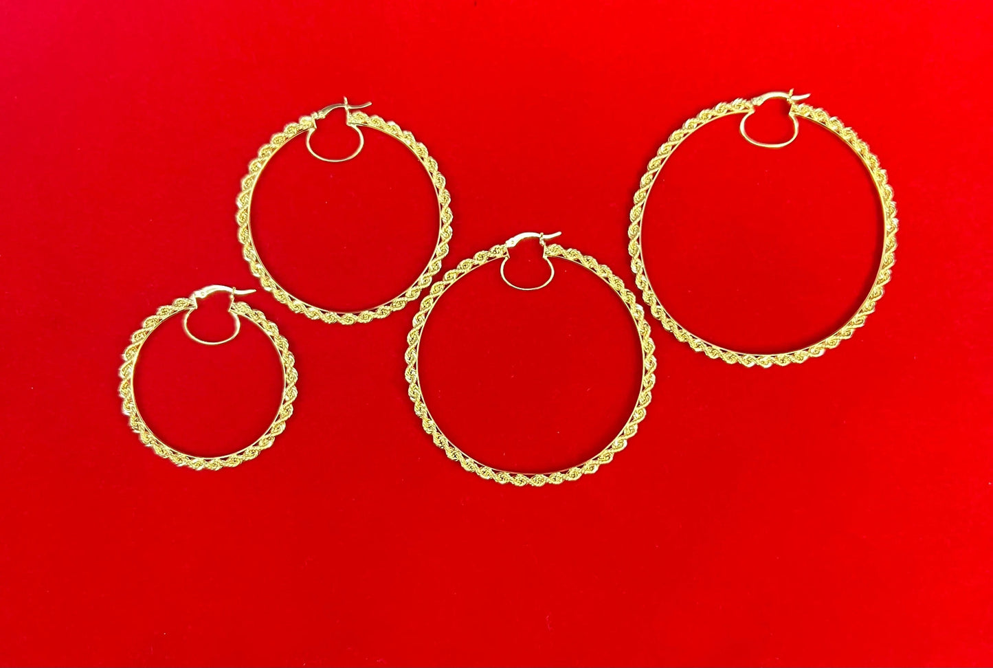 10k Real Yellow Gold Rope Chain Hoop Earrings, 3mm Rope Chain Hoop Earring, Shinny Gold 10k Hoop Earrings, 10k Diamond Cut Twisted Earring